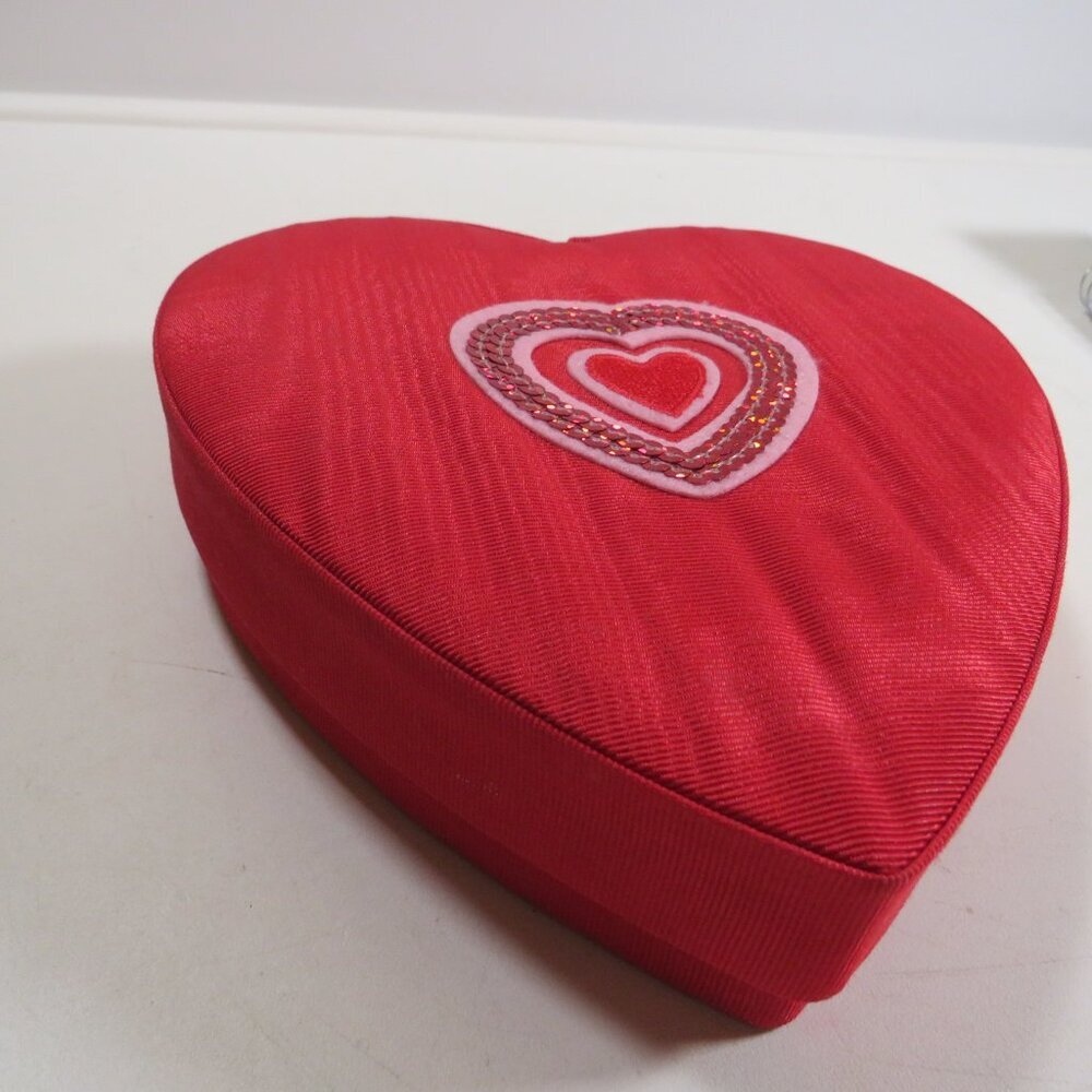 Red fabric covered heart shaped box, Great Valentine's Gift Box
